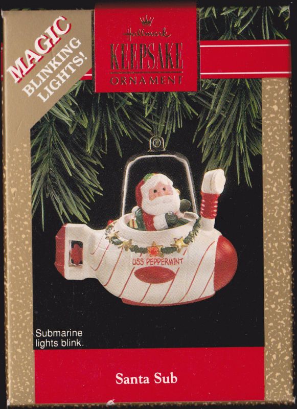 1992 Hallmark Santa Sub Lighted Dated Ornament NIB  