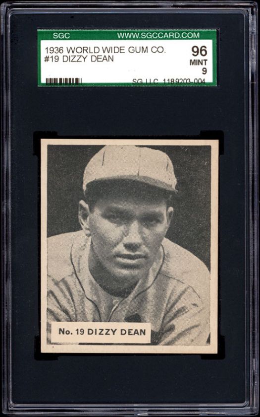 1936 World Wide Gum #19 Dizzy Dean SGC 96 MINT  