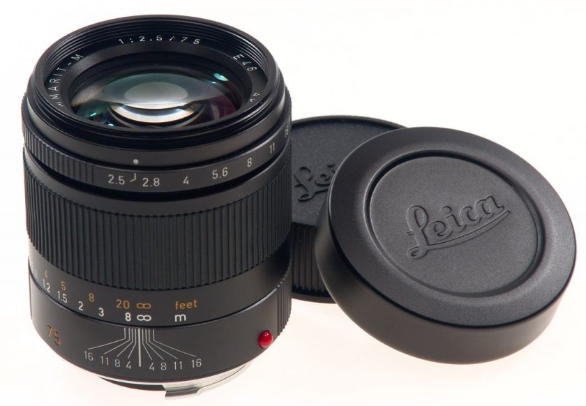 LEICA 12.5/75mm SUMMARIT M CAMERA LENS M9 M6 BLACK 6 bit f=75mm BOX 