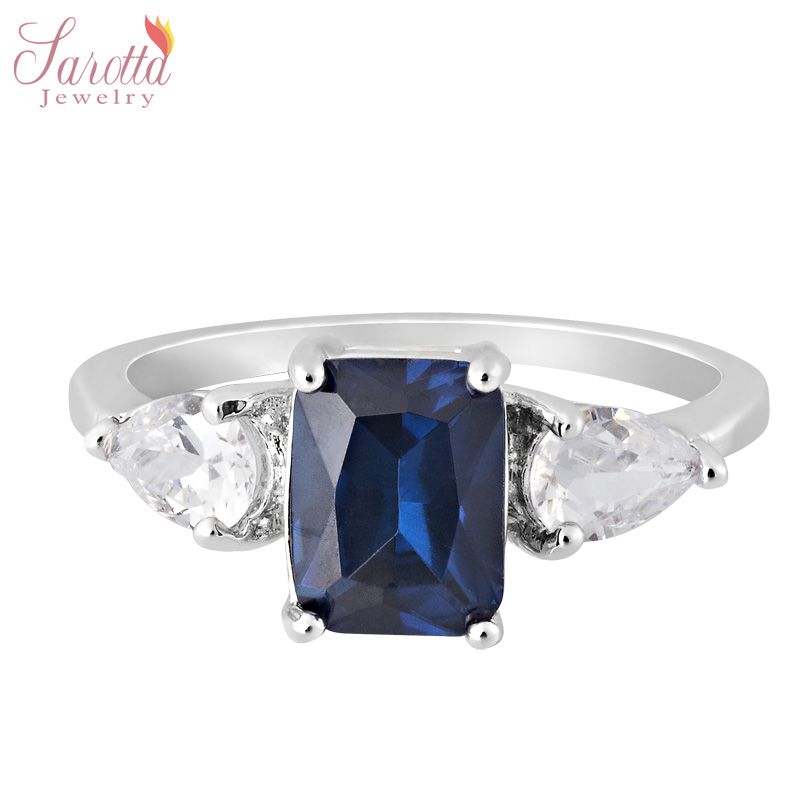 SALE Gift Blue Sapphire White Gold GP Ring Lady Fashion Jewelry Size 