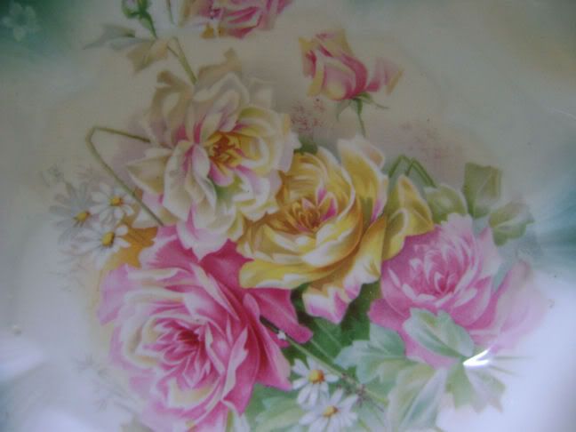 RS PRUSSIA BOWL antique floral roses porcelain  