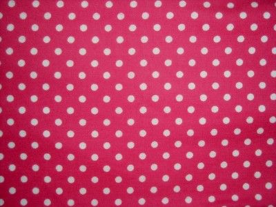Punk Hot Pink White Polka Dot Quilting Flannel Cotton Sewing Craft 