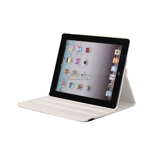   package included 1 x white leather case rotating stand for ipad 2