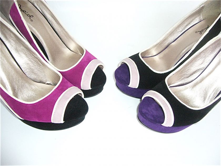 New Multi color PeepToe Suede Platform Dress shoes Pump  