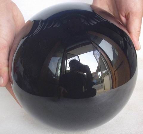   is large natural Obsidian crystal Cat Eye sphere polished healing
