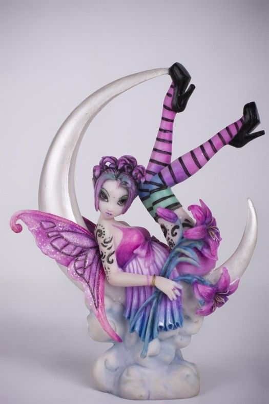 Myka Jelina Gothic Fairy Angel Paige Lunar Crescent Flower Statue 