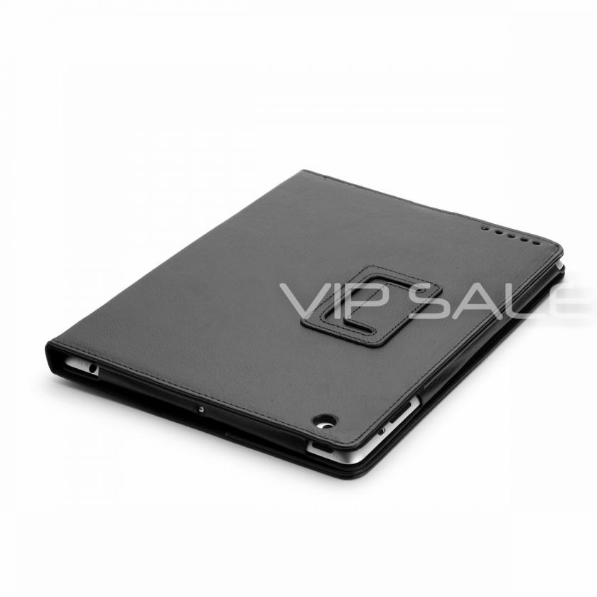 APPLE IPAD 3 BLACK LEATHER CASE COVER WITH POCKETS + STYLUS + SCREEN 