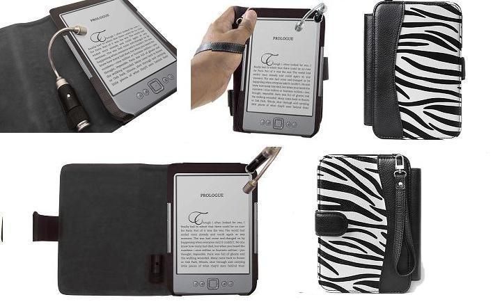 LuvKin ZEBRA Kindle 4 Touch 6 inch TORCH LIGHT CASE Latest Version 