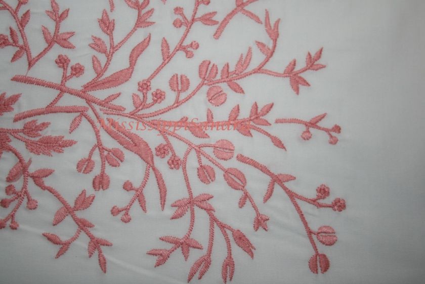   Trousseau Embroidered Vine Pillow Sham BLOSSOM White Pink CHOOSE