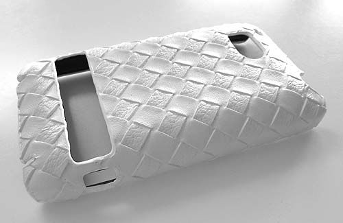 For HTC Thunderbolt 4G White Weaving Leather Phone Case Cover Skin 