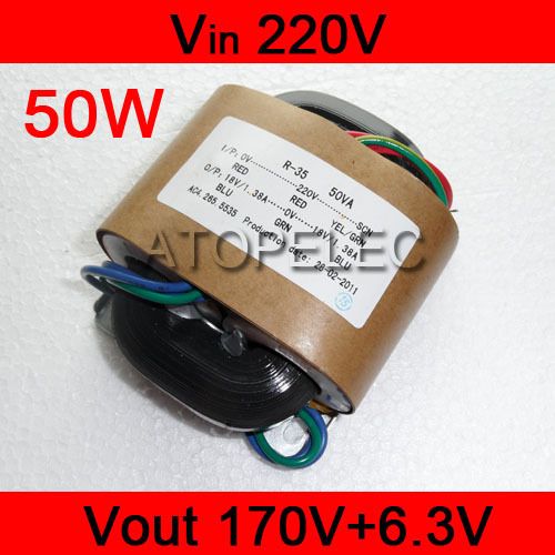 50W R Core Transformer 220V in / out 170V+6.3V Tube AMP  